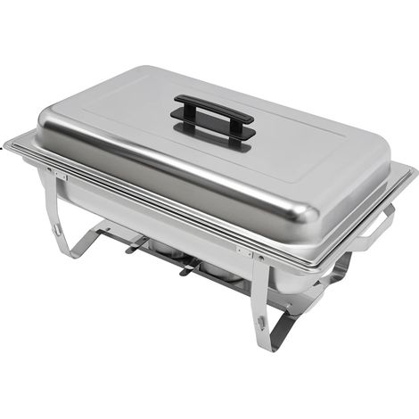 Buffet-Set mit Wärmeschublade, rechteckiges Design, zweigeteilte Ausführung, Silber (1/2)