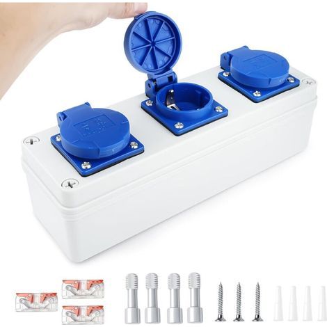 Distributeur d'alimentation mural 3 Interfaces 16A 220V coffret electrique répartiteur de courant mural Indice de protection IP54 coffret de chantier répartiteur de prise extérieur (1/5)