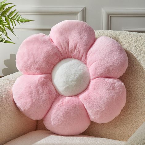 Coussin à fleurs roses, coussin de sol de 49,6 cm, coussin décoratif en forme de fleur, joli coussin d'assise décoratif pour canapé-lit (1/4)