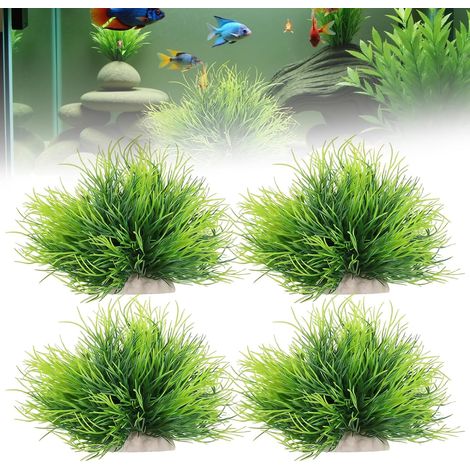 Set di 4 piante artificiali per acquario, realistiche e di colore verde, con base appesantita. Ideali per decorare acquari per pesci Betta e per allestimenti aquascaping. (1/5)
