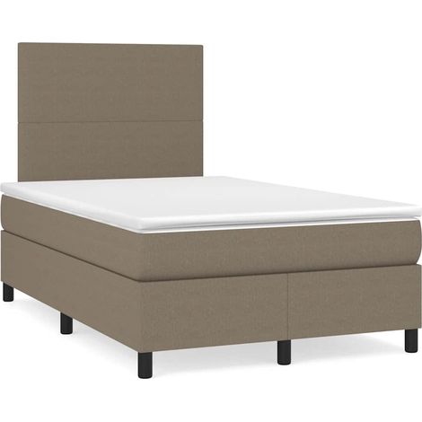 vidaXL Sommier à lattes de lit matelas et LED taupe 120x190 cm tissu (1/5)