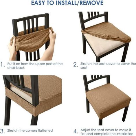 Housse de chaise extensible - Unbrand - Lot de 4 pièces - Couleur Camel - Polyester et élasthanne (1/5)
