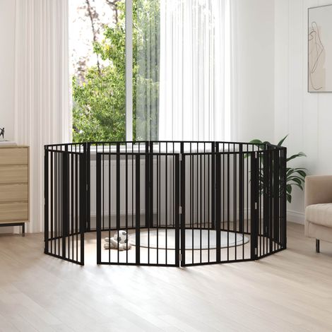 Puerta para perros 10 pcs Negro 60 x 80 cm Acero Galvanizado