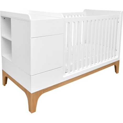 Lit combiné évolutif 70x120 en 70x160 Bellamy UP Blanc et bois