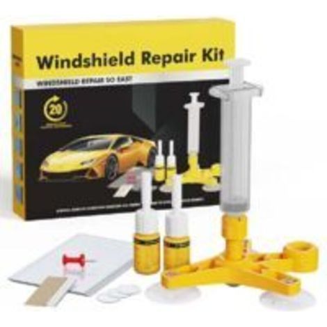 Kit de réparation de pare-brise – Répare éclats et fissures jusqu'à 30 cm – Résine haute résistance – Seringue à pression incluse (1/4)