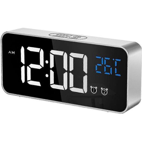 Grand réveil numérique pour personnes malvoyantes - Horloge électrique grand format pour chambre à coucher, affichage des chiffres géants, luminosité entièrement réglable, ports USB. (1/4)