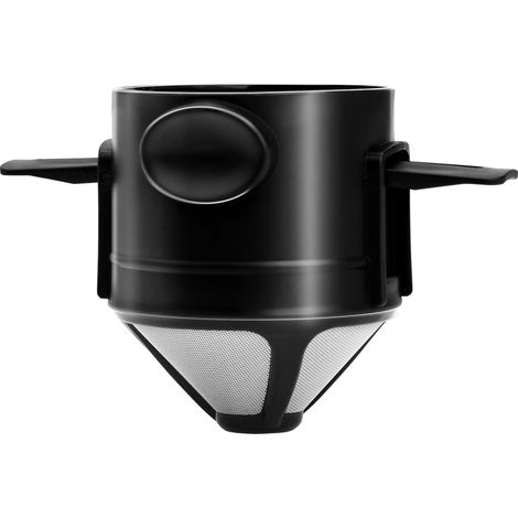 Goutteur à café réutilisable en acier inoxydable - Facile à nettoyer - Portable et pliable - Pour le voyage, Noir