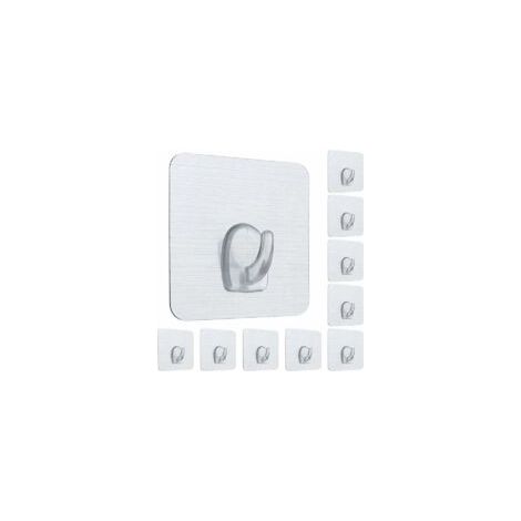 10 ganchos adhesivos nano, ganchos de plástico adhesivos fuertes, ganchos de pared reutilizables sin clavos, lavables, ganchos cuadrados que no manchan para dormitorio, baño, cocina, pared y puerta - (1/4)