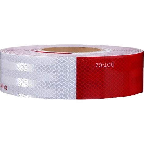 Bande Réfléchissante Adhésive Rouge et Blanche 5cm x 10m, Film EGP Imperméable pour Véhicule, Sécurité Nocturne et Signalisation Corporelle, 1 pièce (1/5)