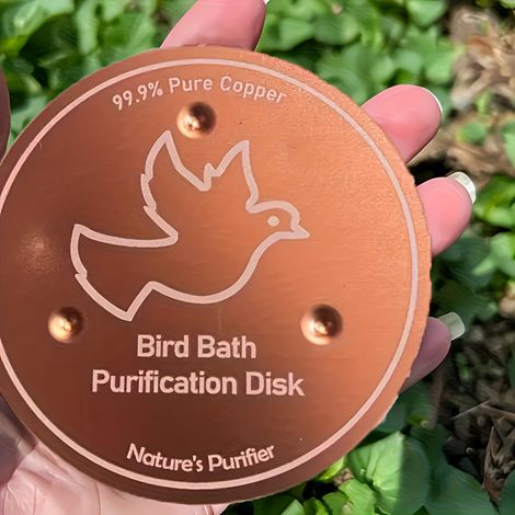 Bain d'oiseaux d'extérieur en cuivre massif — Système naturel de purification de bassin et nettoyant pour bain d'oiseaux (1/5)