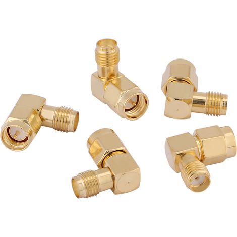 5 Pièces Adaptateurs SMA Mâle à Femelle Angle Droit 90 Degrés pour Connexion RF (1/5)