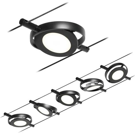 Paulmann 94418 Sistema di illuminazione completo su cavo LED a montaggio fisso LED (monocolore) Nero (opaco), Cromo