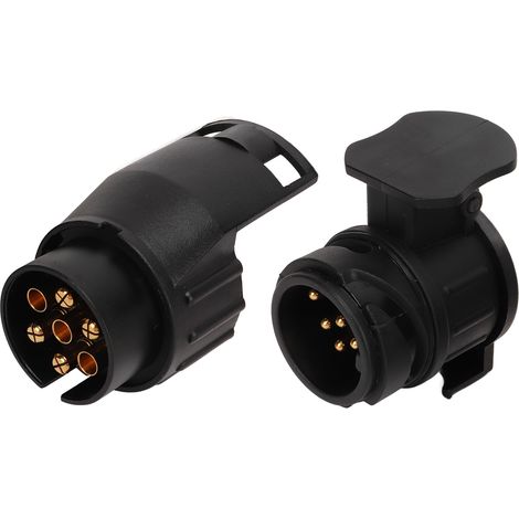 Adaptateur prise remorque 7 broches vers 13 broches et 13 vers 7, convertisseur double sens pour attelage européen, jeu de fiches mâles/femelles, compatible caravane et utilitaire. (1/5)