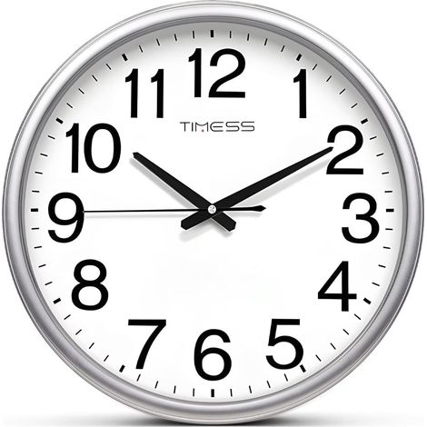 Horloge murale silencieuse de 33 cm (13 pouces), cadre aspect bois brun, grands chiffres, style classique, sans tic-tac (1/5)