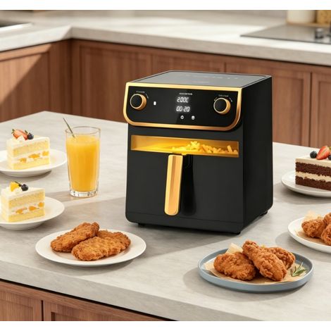 Friteuse sans huile Aigostar 1700W 8L grande capacité, double commande rotative et tactile, friteuse électrique avec fenêtre visible, cuisson pratique pour usage domestique (1/3)