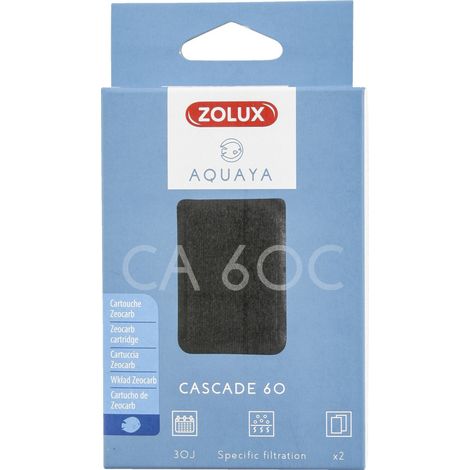 Filtre pour pompe cascade 60, filtre CA 60 C cartouche zeocarb x 2 pour aquarium. - zolux