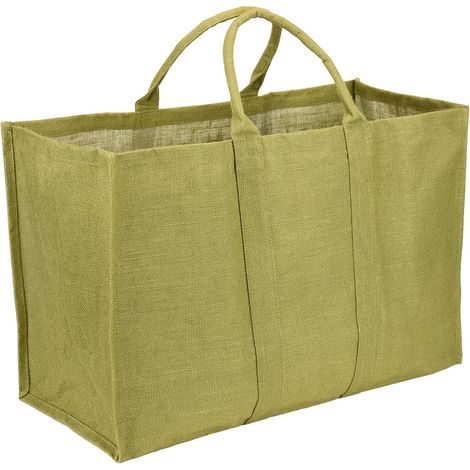 Sac De Rangement En Jute - 1 Unité - Toile Naturelle Kaki - Capacité 72 Litres - Pour Bois Et Courses - 65 x 30 x 40 cm (1/5)