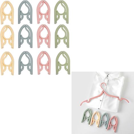 Cintres de voyage pliables, lot de 12, 4 couleurs, en plastique, compatibles avec la maison et le camping (1/5)