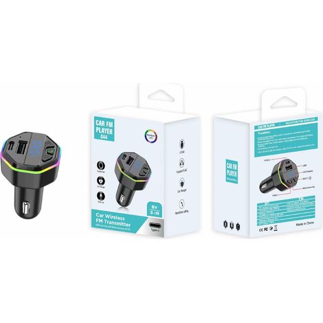 Autoradio Bluetooth mains libres avec transmetteur FM et chargeur allume-cigare – G44 (emballage inclus). (1/3)