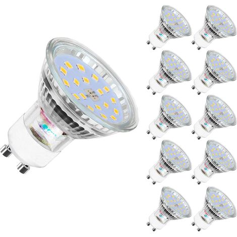 Ampoules LED GU10, équivalent 5 W/60 W, 600 lm, blanc chaud 2700 K, faisceau large 120°, lot de 10 (1/5)