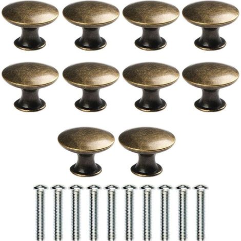 10 Pack Antique Round Drawer Knobs 30mm Bronze Furniture Knobs for Dresser Cabinet with Screws MUMU (1/4)