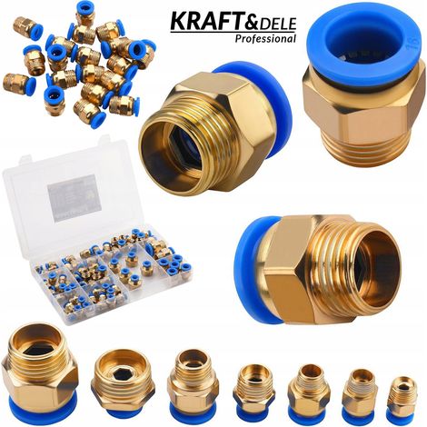 Kit de raccords rapides pneumatiques 72 pièces – Filetage 1/8"" à 1/2"" – Pour tuyaux 4-16 mm – Pression 10 bars – Montage rapide sans outils (1/5)