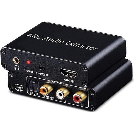 Convertisseur audio ARC 192 kHz vers optique/coaxial/RCA/jack 3,5 mm pour TV, projecteur, enceinte, ampli (1/5)