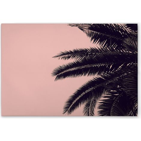 Leinwandbild Palmenblätter Rosa M1-No.51168 - Kunstdruck auf Leinwand in Rosa Schwarz - Wandbild 70 x 50 cm