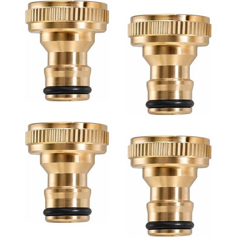 Raccord Tuyau d'Arrosage Laiton 3/4" Femelle, Embout Tuyau Arrosage Rapide Robinet, Adaptateur Tuyau Arrosage Jardin et Lavage (1/5)