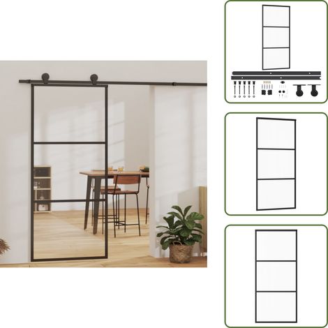 Schiebetür mit Beschlag ESG-Glas & Aluminium 90x205 cm - Schiebetür - Glastür - ESG-Glas - Aluminiumtür - Badezimmertür (1/5)