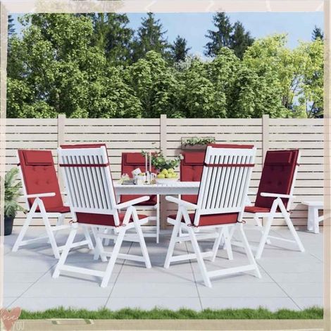 361903 Coussins de chaise à dossier haut lot de 6 rouge bordeaux (1/5)