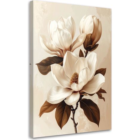 Impresión de Imagen Magnolia blanca con hojas marrones sobre fondo claro 20x30 (1/5)