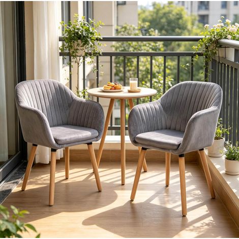 Lot de 2 chaises de salle à manger en velours avec accoudoirs, structure bois massif et métal, assise ergonomique 40x40 cm (1/5)