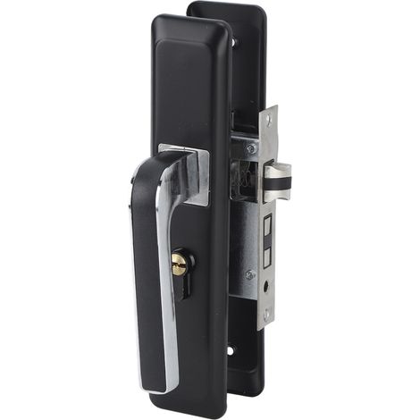 Ensemble de verrouillage de porte à levier pour salle de bain avec intimité, silencieux et avec serrure noire. Poignée de porte de chambre avec verrou de sécurité. (1/5)