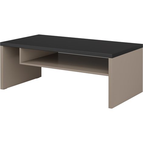Couchtisch HAVANA – Beige und Schwarz – Mattschwarze Tischplatte – Mit Ablagefach – Sanfte und moderne Eleganz