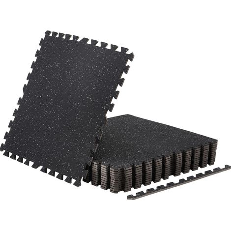Tapis de sol Puzzle 12 pièces, 610x610x10 mm, mousse EVA haute densité, carreaux imbriqués antidérapants, protection sol pour salle de sport maison. (1/5)
