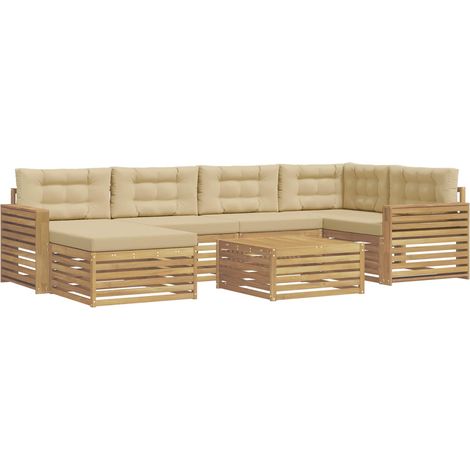 Outdoor-Sofagarnitur 7 Stk. Weiß und Beige vidaXL (1/5)