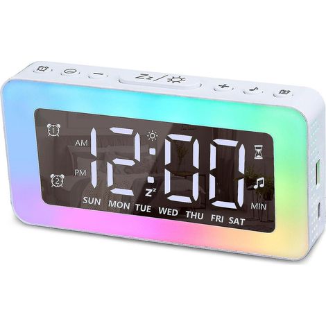 Réveil LED HD Miroir Multifonctionnel Réveil LED Veilleuse Réveil Numérique (1/5)