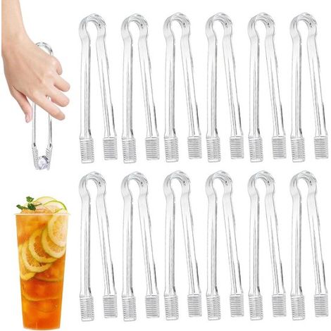 Pinzas de plástico para alimentos - pinzas de cocina - pinzas para buffet - pinzas antideslizantes dentadas - 16 cm - transparentes (1/5)