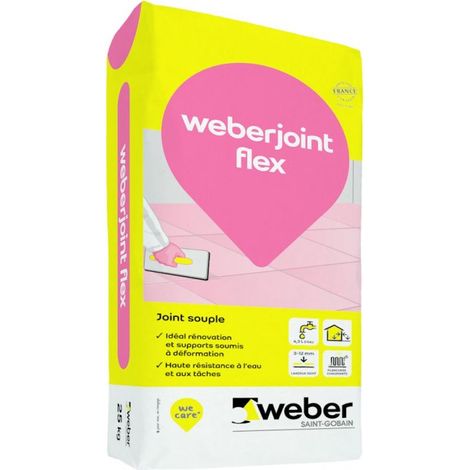 Weber Saint Gobain – Joint flexible pour carrelage – Sac 5 kg – Haute résistance à l'eau – Application sur supports contraignants – Gris perle