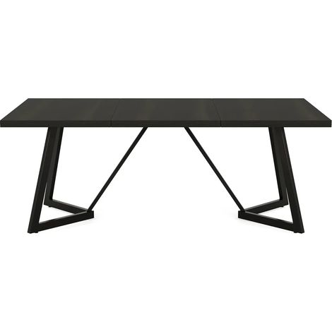 Tavolo da pranzo rettangolare 180 x 80 x 75 cm in MDF nero con gambe in ferro (1/5)