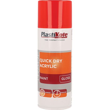 PlastiKote 071014 Trade Quick Dry Acrylic Spray Paint - Gloss Red, 400ml