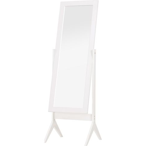 Standspiegel Eleganter Ganzkörperspiegel mit erhöhten Füßen, Pflegeleichtes MDF, Weiß, 47x46x148cm für Schlafzimmer & Flur