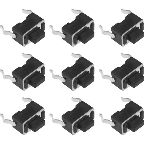 50pcs 2 Broches Micro Interrupteur Tactile Bouton Poussoir Mini Interrupteur Tactile 3.5x6x5mm pour Appareils Ménagers et Petits Jouets, Noir (1/5)