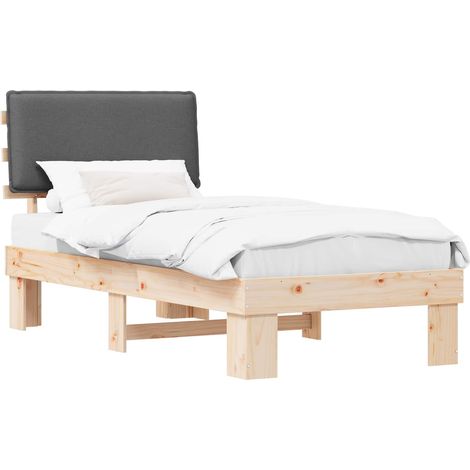 Bed Frame with Upholstered Headboard Dark Grey 90 x 200 cm vidaXL