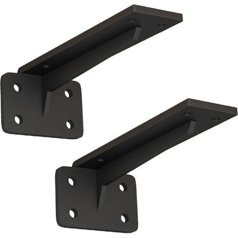 Lot de 2 supports d'étagère murale en métal, support d'étagère à 90 degrés, support mural flottant pour cuisine (noir, 300 mm) (1/5)