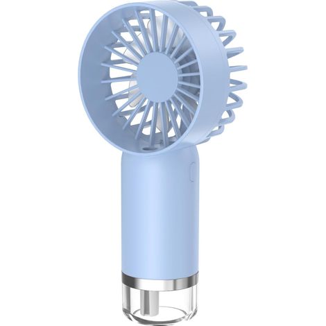 Mini ventilador portátil recargable por USB con 3 velocidades, batería de 500 mAh y depósito de 40 ml para la oficina, la playa y los viajes - Azul cielo (1/5)