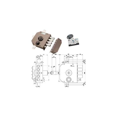SERRATURA QUINTUPLICE APPLICARE C/SCROCCO A POMPA CHIAVE PIATTA 30650- - mm.60 SX cilindro ø mm.34 (30650VS6AJ) - 1 pezzi MOTTURA