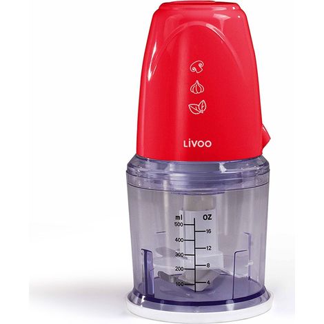 Hachoir électrique multifonction couleur Rouge Livoo - Capacité 0,5L - 2 vitesses DOP207R (1/3)