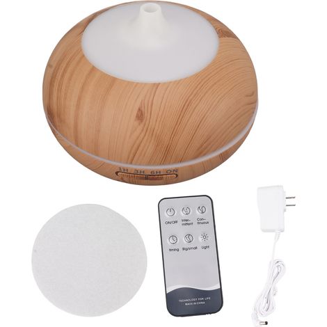550 ml ätherischer Öldiffusor in Holzoptik - Ultraschall-Luftbefeuchter mit Fernbedienung, Licht und US-Stecker (110-240 V) (1/5)